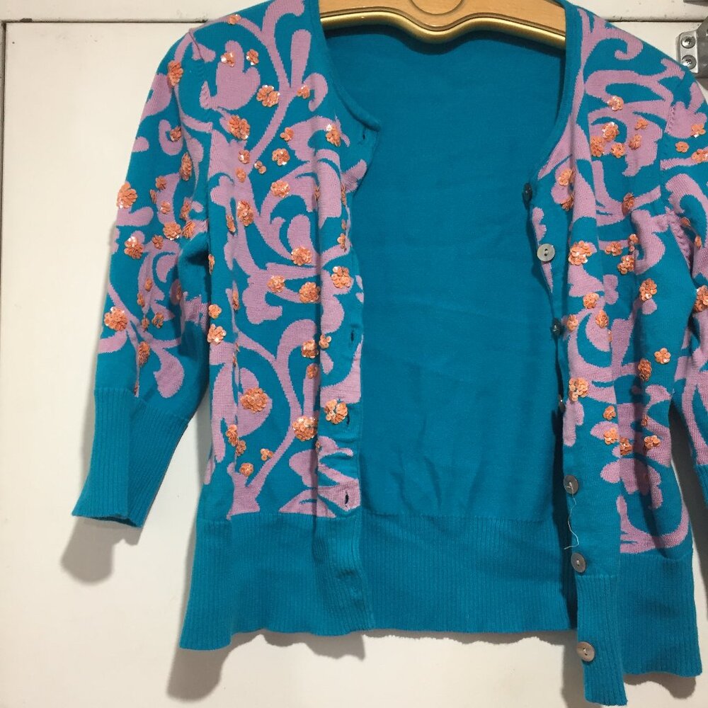 MICHAEL SIMON EMBELLISHED CARDIGAN SWEATERS SIZE L